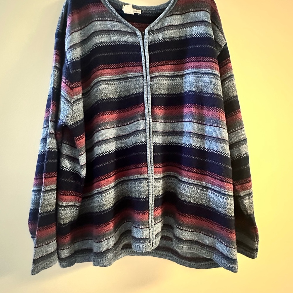 Dressbarn Blue and Burgundy Knit Sweater